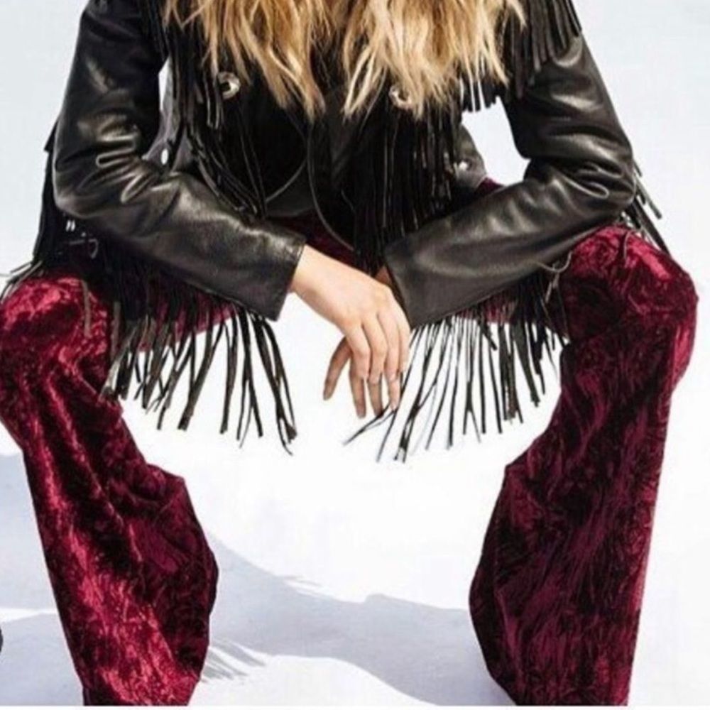 “CRUSHING ON YOU” Wine Velvet Flare Pants